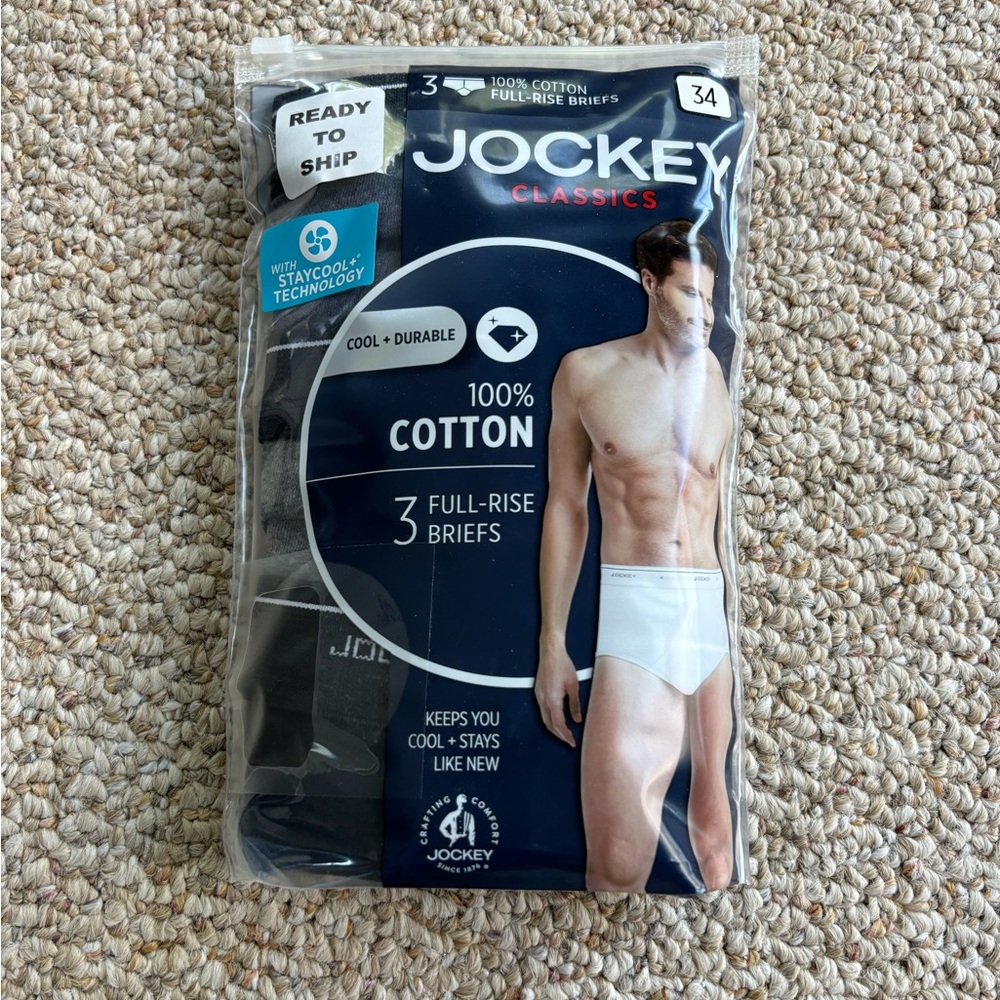 NWT Jockey Black Classic Briefs Cotton Comfort